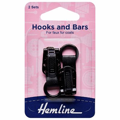 H402M.BK Hook and Bar Fastener: Black - 2 Pieces
